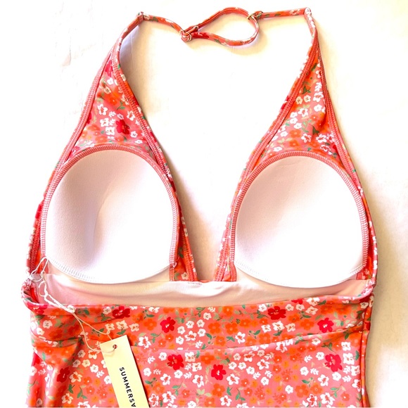 Summersalt Deep V Halter Swimsuit Size 6 in Orange Floral - Picture 7 of 15